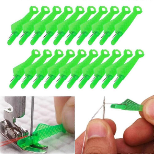 Fish Mouth Sewing Machine Needle Threader, Green 100PCS 1