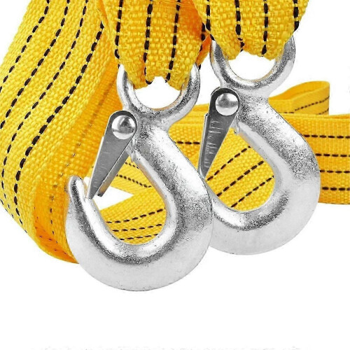 Car Tow Cable Heavy Duty Trailer Rope Towing Pull Rope Strap Hooks 2