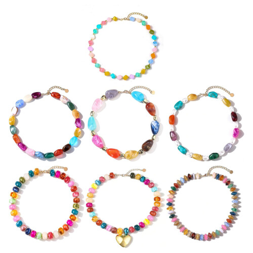 Trendy chokers ketting van harskralen, elastisch koord,-3 1