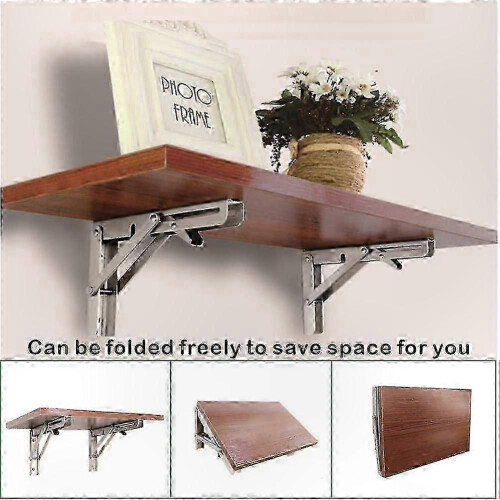 500mm Stainless Steel Folding Wall Shelf with Triangular Support, 225kg Max Load for Tables & Benches (2-Pack) 2