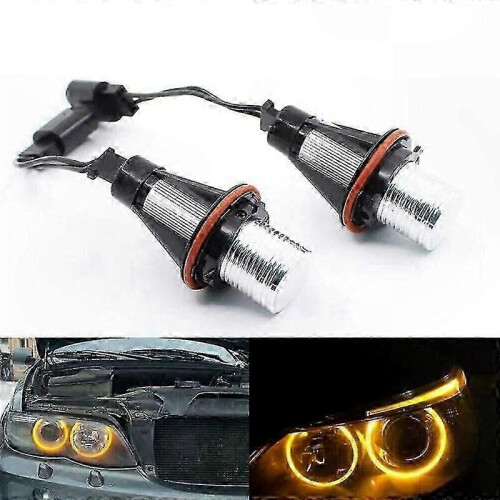 Amber LED Angel Eye Marker Halo Bulbs for E39 E53 E60 E63 E64 E66 E87 5 6 7 X3 X5 [2-Pack] 2