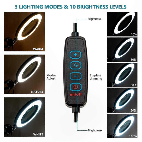 10X Magnifier Lamp with Adjustable Brightness and 3 Color Modes for Desk Use 1