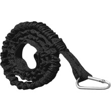 Corde de sécurité élastique pour pagaie de bateau avec mousqueton, noire, réglable, pour kayak ou canoë