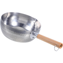 Verdickte Aluminium-Bratpfanne im japanischen Stil mit Holzgriff und V-förmigen Ausgüssen