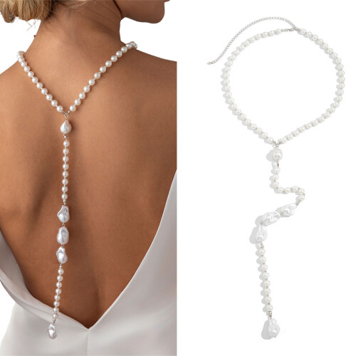 Unique Baroque Pearls Necklace Accessory Long Length Back 1