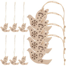 Ensemble de 10 ornements en bois de paulownia double couche pour loisirs créatifs, découpes en bois brut