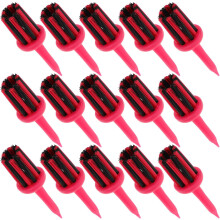 Set van 15 plastic golftees van 62 mm, herbruikbaar en onbreekbaar, inclusief golfteeborstel en stabiele balstandaards.
