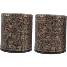 2 cubiletes de cuero ligeros con estampado del antiguo Egipto para fiestas y viajes.