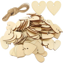 2 juegos de adornos de madera en forma de corazón para armar (rodajas de madera de 4 cm con 100 recortes de corazón en blanco)