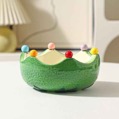 Traditional earthenware Fruit Display And Serving Tray-Yellow