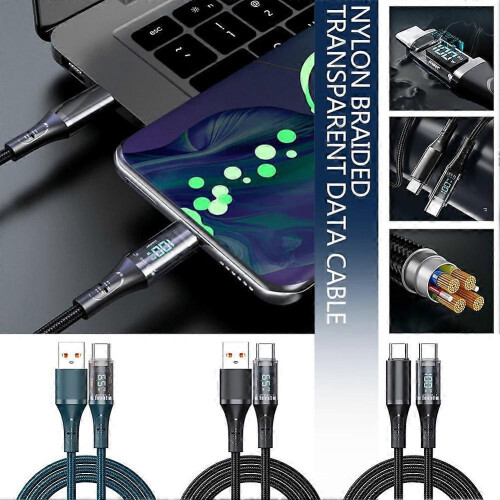 65W PD USB C Cable with Digital Display Super Fast Charging Data C Type I4I6 2