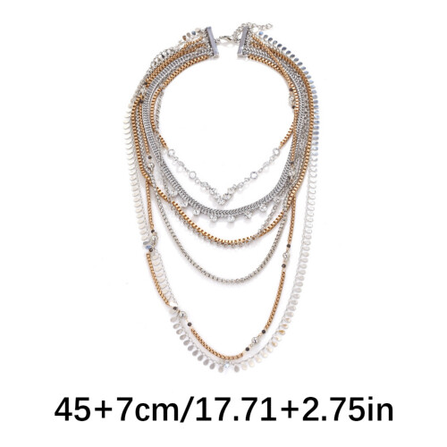 Collier cascade superposé fait à la main avec chaînes en strass, 2