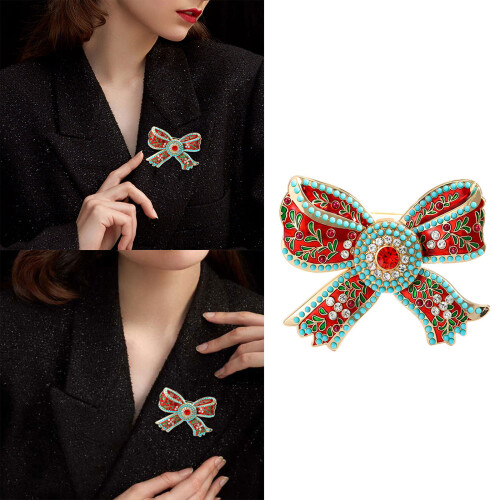 Broche à nœud papillon en strass, Design élégant, épingle à 1