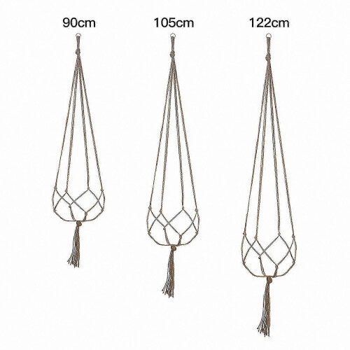 Hanging Planter Bag with Iron Ring, 90cm - Durable Hemp Material for Plants 1