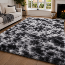 (200cm x 290cm (6ft 7" x 9ft 6")_EXTRA LARGE RUG, Grey Black Charcoal) Grey Shaggy Large Rugs Runner & Non Slip Bath Door Mats