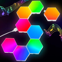 Applique murale hexagonale LED RGB réglable, commande tactile et application