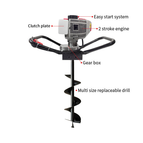 Switzer SwitZer Petrol Engine 62CC Earth Auger Post Hole Digger with Multiple Auger Bits 1