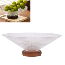 Obstschale mit Fuß, 900 g, 25  8,5 cm, Klarglas, Holz