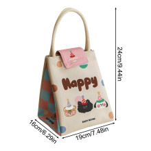(Polka Dot Three Cats) Insulated Cat Lunch Bag for Students & Workers