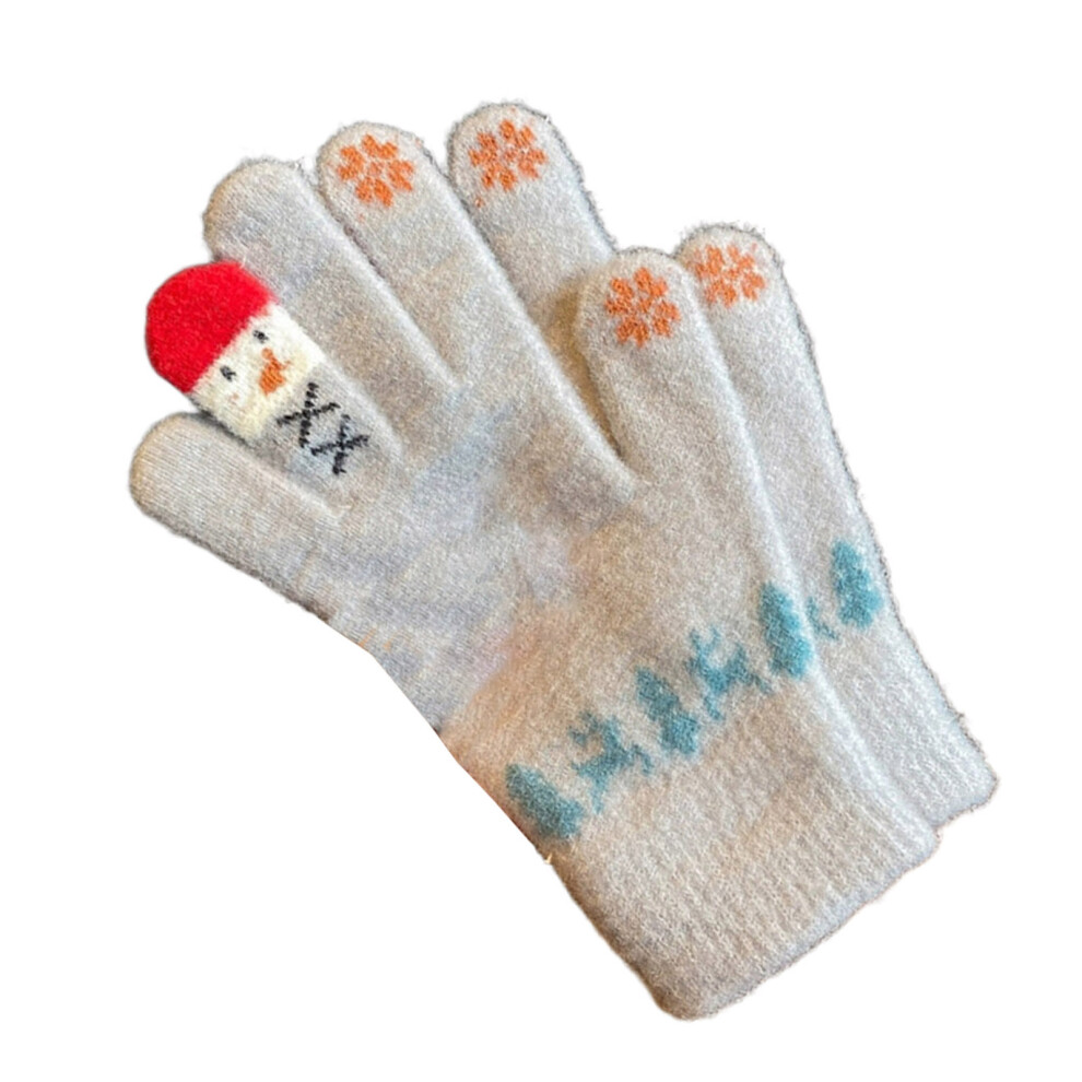 Light/Gray Warm Winter Gloves Snowman Knit Touchscreens