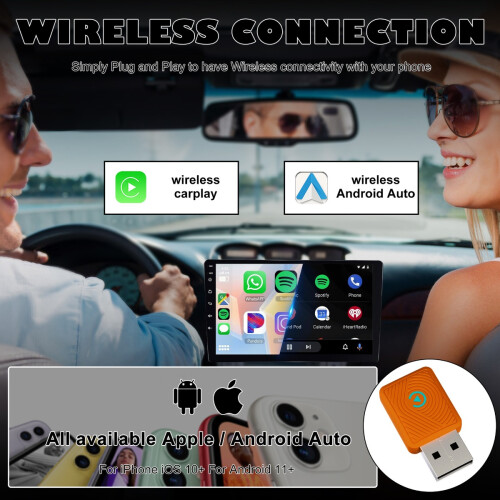 Trådløs CarPlay Adapter - Orange: Kablet til trådløs konvertering, smart bilforbindelse 1