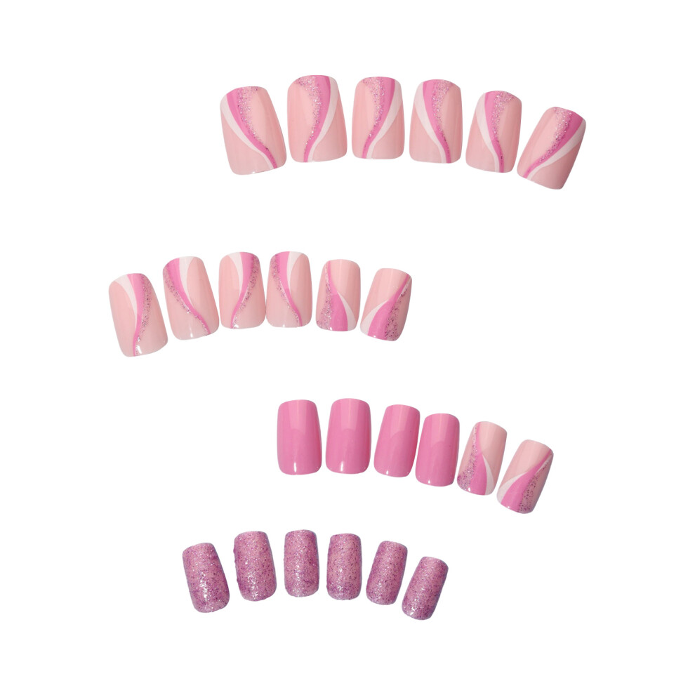 Phui-Pet-Supplies Pink Glitter Press On Nails, Long Lasting & Reusable