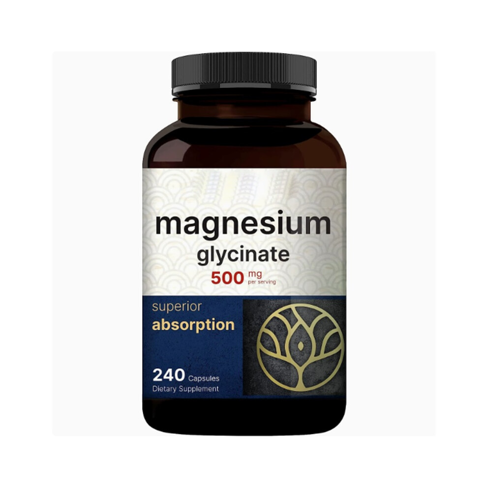 (1Pc) Magnesium Glycinate 500mg 240 Capsules Non-GMO/Gluten Free