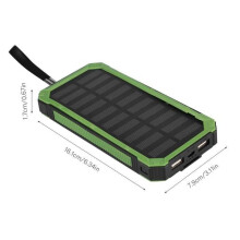 Tragbare Solar-Powerbank 20000 mAh mit Schnellladung und zwei USB-Anschlüssen, kompakt und robust für unterwegs