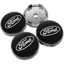 Coprimozzo auto da 60 mm con emblema, set da 4 pezzi, compatibile con Ford Focus 2 MK2 FL MK3-Type I, nero, resistente e durevole