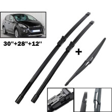 3-teiliges Scheibenwischer-Set vorn und hinten kompatibel mit Peugeot 3008 MK I 2009 bis 2016, langlebig, leise
