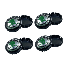 Set di 4 coprimozzi centrali di ricambio compatibili con Skoda 56 mm verde, per cerchioni auto, finitura resistente e installazione semplice