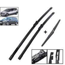 3er-Set Front- und Heckscheibenwischer für Ford S-Max MK1 2009 bis 2015 und Galaxy CD340 2010 bis 2015, langlebig, schwarz