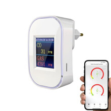 Wifi gas- en koolmonoxidemelder met stekker, led-display, akoestisch alarm, gecertificeerd volgens EN50291 en EN50194