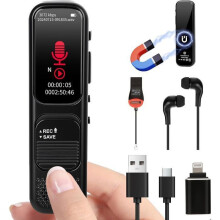 64GB digitálny hlasový záznamník s hlasovou aktiváciou, nahrávaním s rýchlosťou 3072 kb/s, prehrávaním a reduk