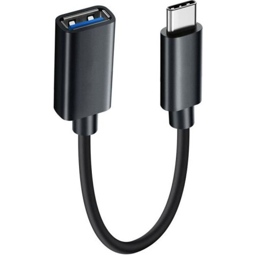 USB-C to USB-A OTG Adapter Cable, Universal for Smartphone and Tablet, Black, Compact and Durable