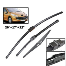 3er-Set Scheibenwischer vorne und hinten passend für Peugeot 207 Schrägheck 2006-2015, robuste Ausführung