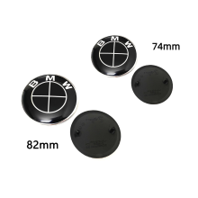 2 emblemi neri per auto da 74 mm e 82 mm, per cofano e bagagliaio, finitura resistente e design elegante per esterni автомобилari