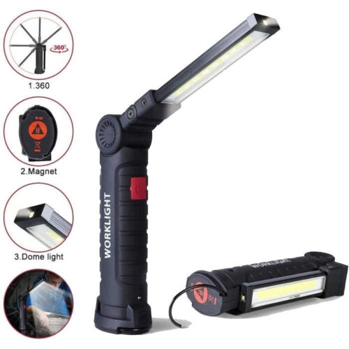 Rechargeable LED Work Light 800 Lumens, 5 Modes, Waterproof, 360 Degree Rotating Adjustable Lamp