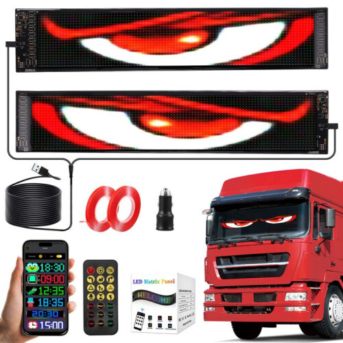 2 Pezzi Occhi LED per Camion e Auto, Luci Occhi del Diavolo Programmabili con Controllo da App e Telecomando, Rosso e Blu