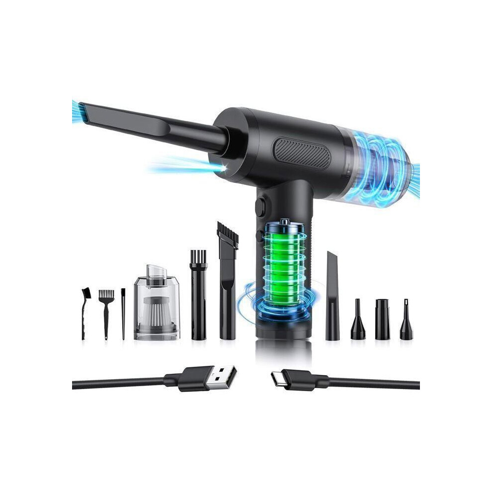 Compressed Air Duster, 6000mAh Battery, 3-Speed Cordless Air Blower for PC, Keyboard, Car, High Power Dust Cleaner