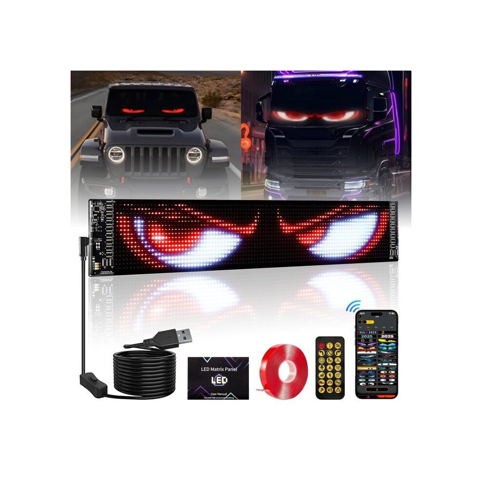 Dynamic Devil Eye Led Lights For Trucks And Cars, Large Flexible Window Screen, Ambient Lighting Red 6083684351495