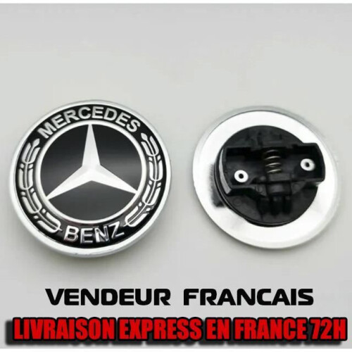 Emblema per cofano nero da 57 mm, compatibile con Classe C, E, CLK e S, finitura elegante e resistente per auto