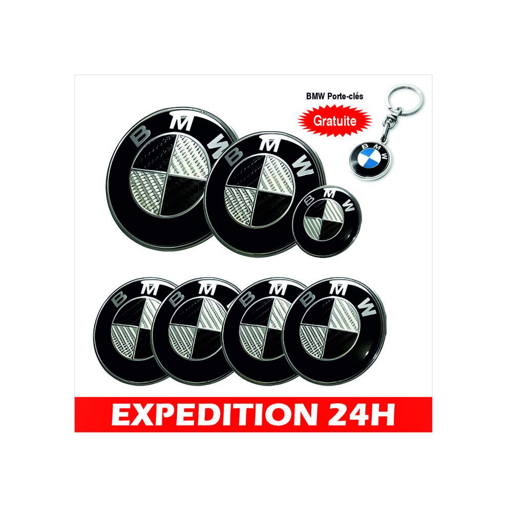 Car Badge Emblems Carbon Style 82Mm Hood 74Mm Trunk 45Mm Steering Wheel Universal Set Black 6083684352409