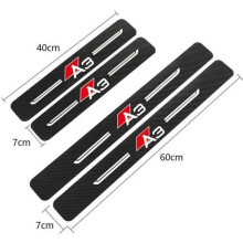 Protezione soglia porta in fibra di carbonio per auto, nera, set da 4 pezzi, resistente all’usura per interni auto