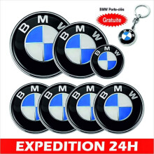 Kit 7 emblemi logo auto fibra di carbonio blu e grigio cofano 82 mm, bagagliaio 74 mm, volante 45 mm, 4 coprimozzo ruota 68 mm