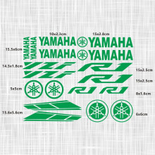 Reflecterende motorsticker in groen met logo en schuim, geschikt voor Yamaha YZF R1 R3 R6, duurzaam en decoratief