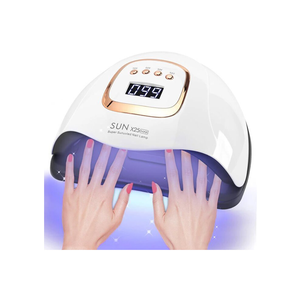 380W UV LED Nail Lamp with 81 Beads, Gel Polish Dryer with 4 Timer Settings, LCD Display for Fast Curing, White