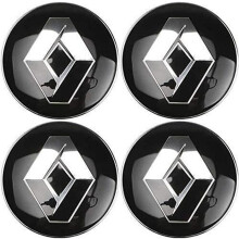 4 coprimozzi cromati da 60 mm in plastica e lega, compatibili con Duster, Logan, Clio, Scenic, Laguna e Megane