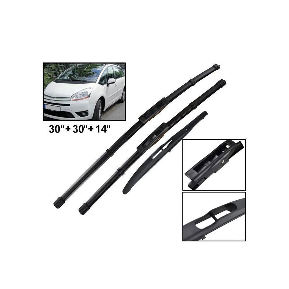 3-Piece Front And Rear Windscreen Wiper Set Compatible With Citroen C4 Grand Picasso Mk1 And C4 Picasso Mk1 2008-2013 6083684350542