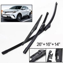 Set aus 3 Front- und Heckscheibenwischern, kompatibel mit Toyota C-HR CHR 2016 bis 2023, langlebig und leise, für klare Sicht bei Regen